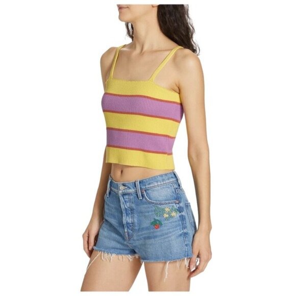 Mother Large The Tube Colorblocked Tank Purple Yellow Stripes NWT $178 MSRP - Picture 6 of 8